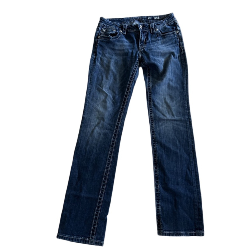Miss me jeans size 30 straight embellished pockets, rhinestone details, wings